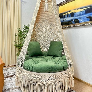 Macrame Swing, Macrame Hanging Chair, Macrame Patio Swing, Hammock Swing, Indoor Chair, Macrame Swing Chair, Hammock Swing ,Christmas gift image 2