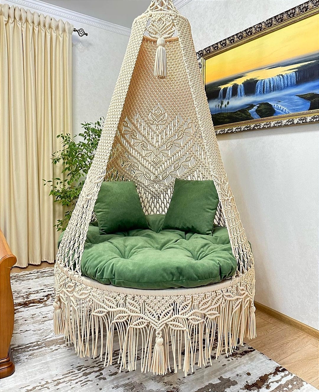 Macrame Swing, Macrame Hanging Chair, Macrame Patio Swing, Hammock ...