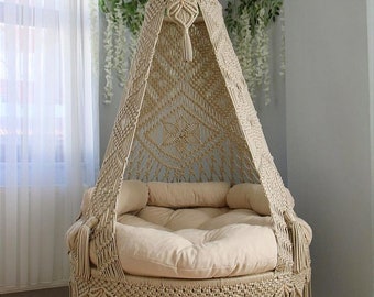 Handmade Macrame Hammock Swing Chair, Boho Decor