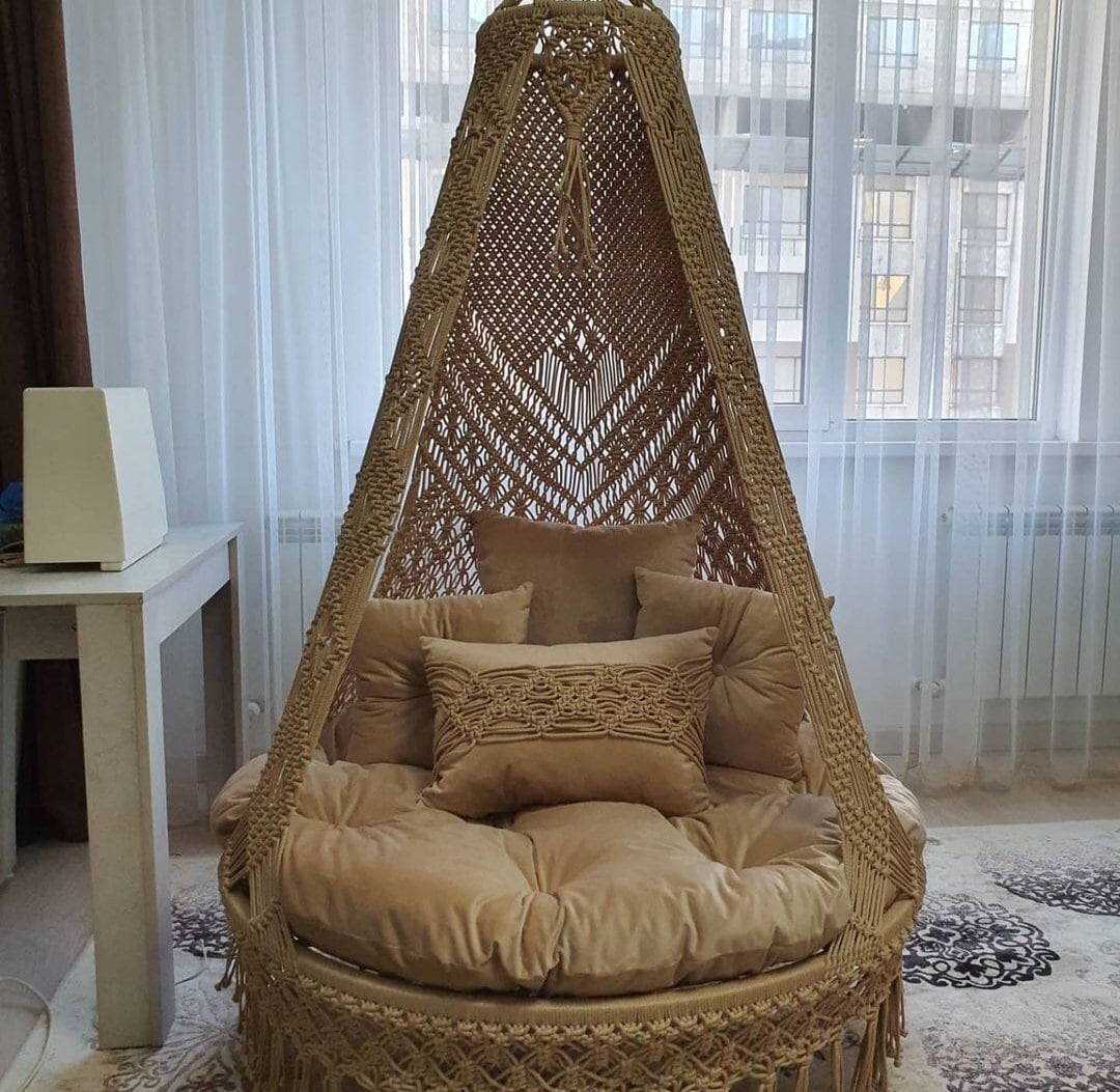 Macrame Swing, Macrame Hanging Chair, Macrame Patio Swing, Hammock ...