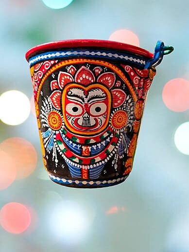 Hand Painted Bucket | Pattachitra Art Flower Vase, Indian Decor - Etsy