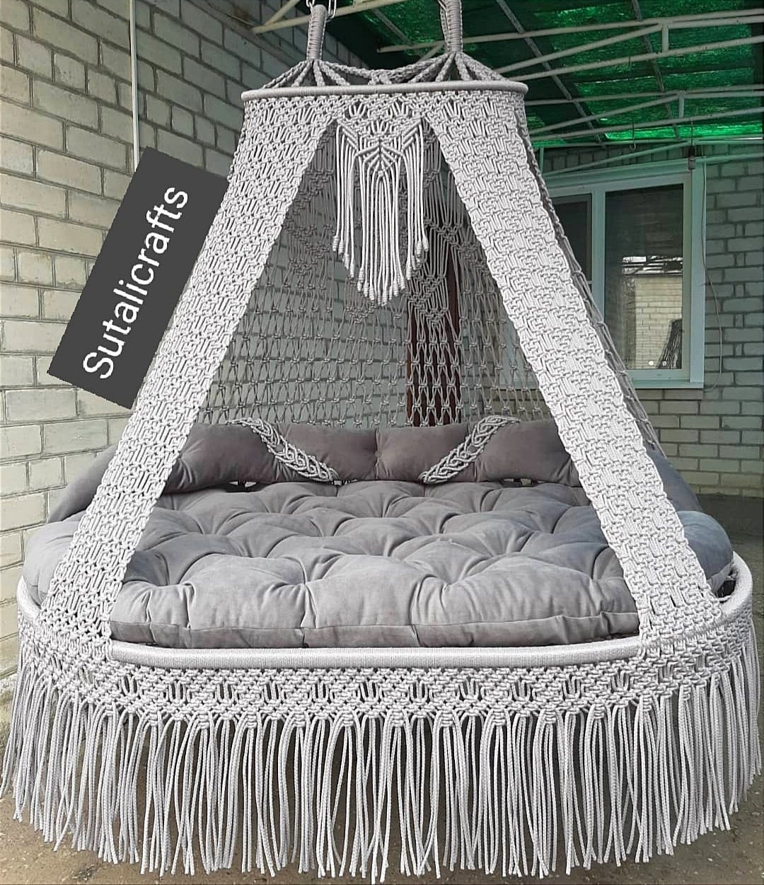 Macrame Double Seated Swing Macrame Hanging Chair Macrame Porch Swing Bed Hammock Swing Indoor Chair Macrame Outdoor Swing Swing Bed Etsy
