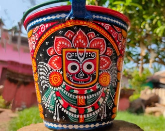 Hand Painted Bucket | Pattachitra Art Flower Vase, Indian Decor - Etsy
