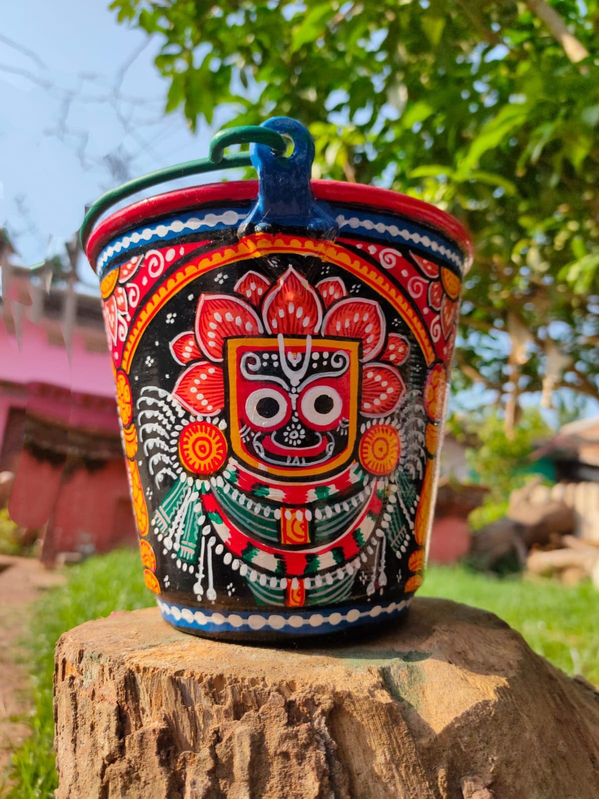 Hand Painted Bucket | Pattachitra Art Flower Vase, Indian Decor - Etsy