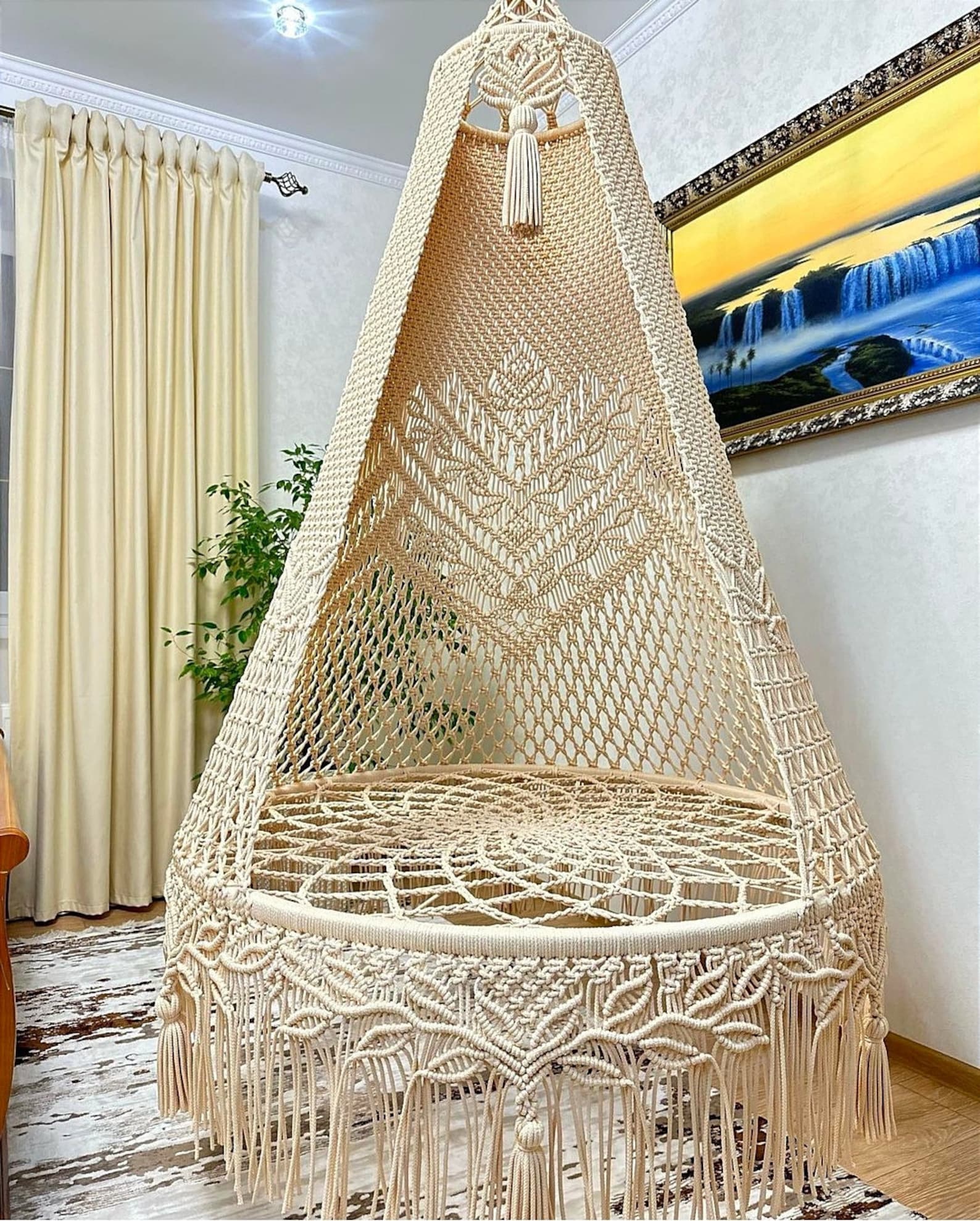 Macrame Swing, Macrame Hanging Chair, Macrame Patio Swing, Hammock ...