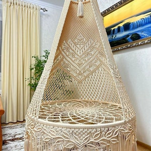 Macrame Swing, Macrame Hanging Chair, Macrame Patio Swing, Hammock Swing, Indoor Chair, Macrame Swing Chair, Hammock Swing ,Christmas gift zdjęcie 5