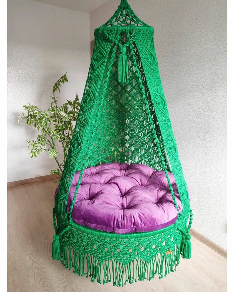 Macrame Swing Chair Macrame Hanging Chair Macrame Round Etsy