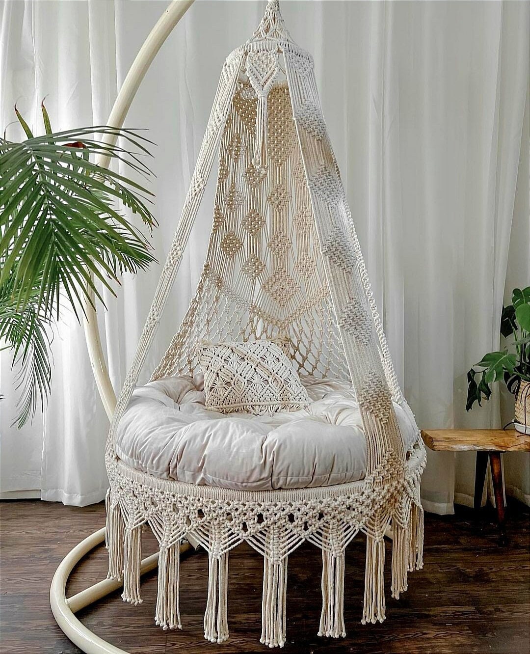 Macrame Swing Chair, Macrame Hanging Chair, Macrame Round Swing ...
