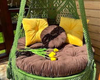 Macrame Swing Chair, Macrame Hanging Chair, Macrame Round Swing