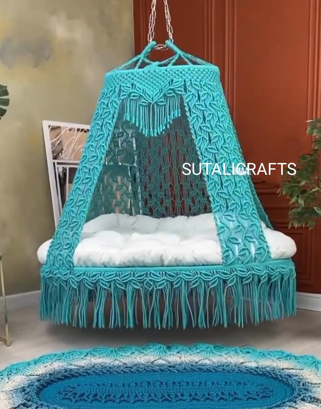 Macrame Double Seated Swing Chair Macrame Hanging Chair Etsy