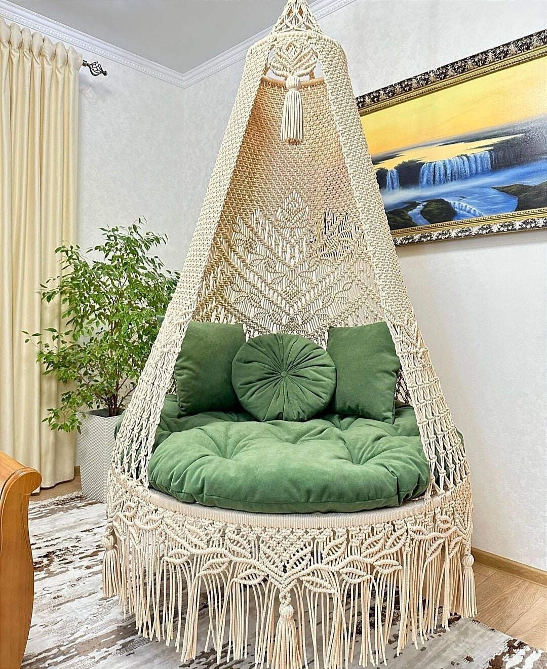 Macrame Swing, Macrame Hanging Chair, Macrame Patio Swing, Hammock ...