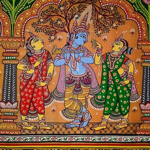 Pattachitra painting of Radha and Krishna/Anniversary,Wedding,Love Gift/Gift for Her/ Indian Home Wall Decor/Ethnic Indian Wall Art ,Hanging