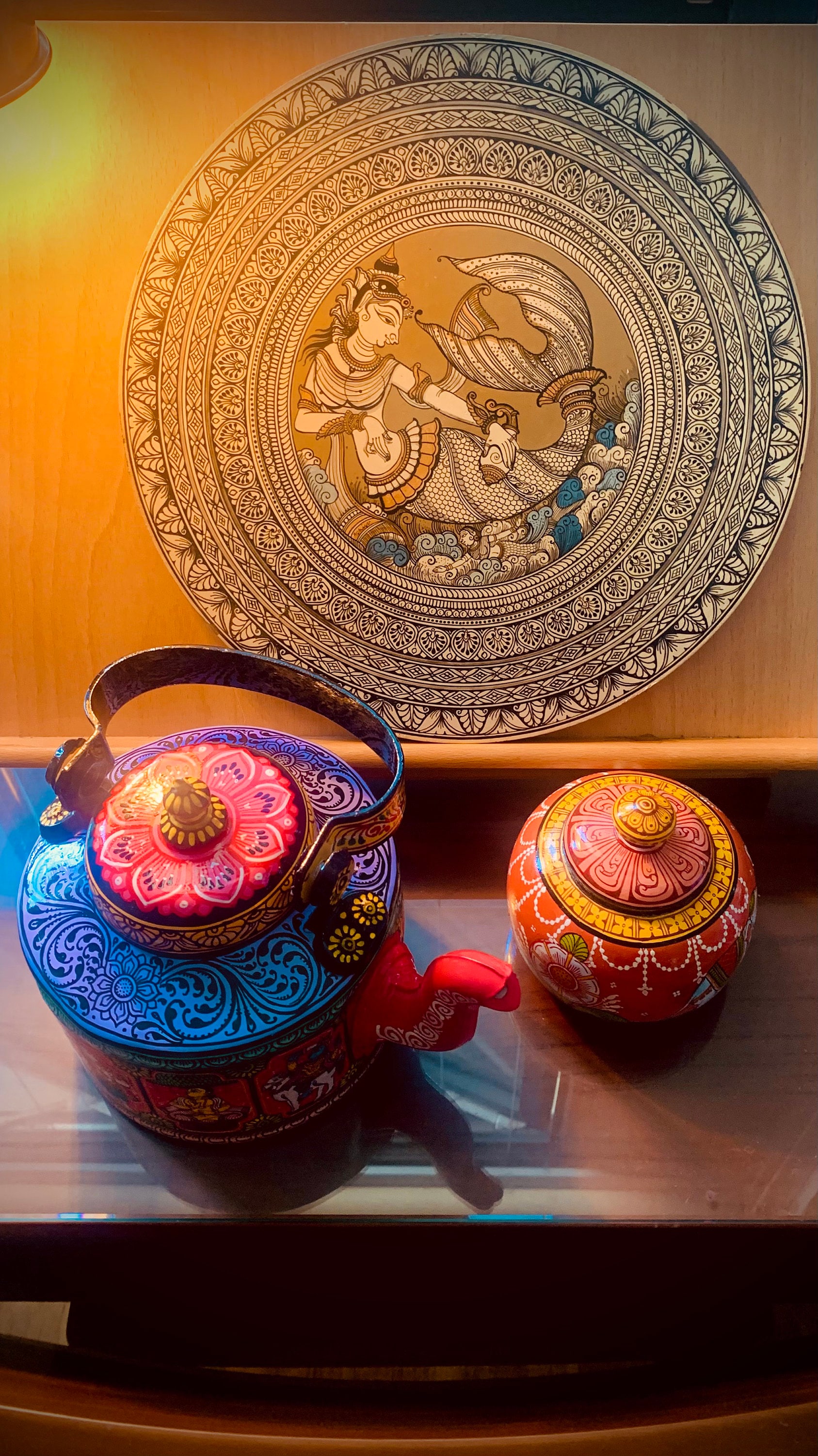Théière Cloisonnée En Porcelaine Faite Main - Pièce Unique Art Déco - Émaux Multicolores
