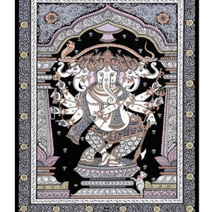 Lord Ganesh Painting,Handmade Wall Art ,Pattachitra painting, Indian Traditional Religious painting, House warming gift, Ganesh Wall Decor