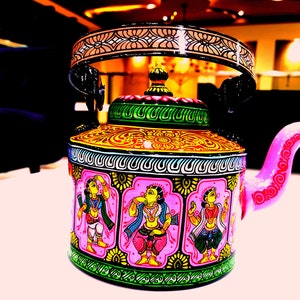 TEAPOT | Hand painted Indian Kettle | Bridesmaid Party Gift | Christmas gift idea Wedding Gift,large 2ltr Teapot,Gift for Her,Kitchen decor