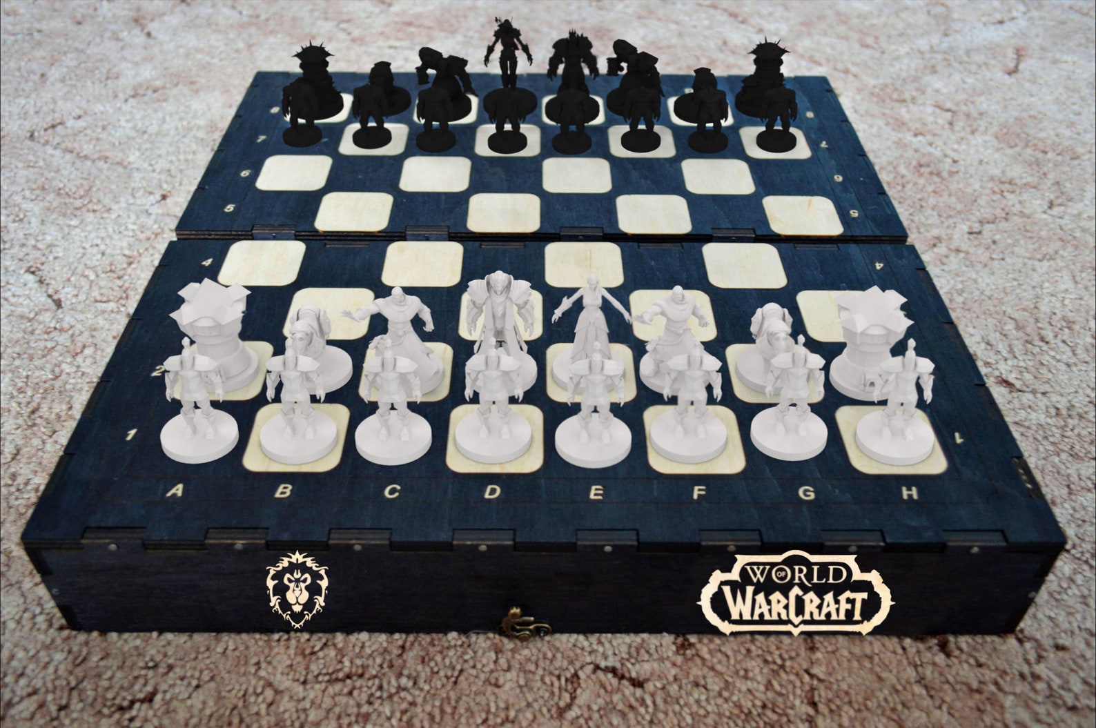 World of Warcraft Chess 3D printed Set with Wooden storage Etsy
