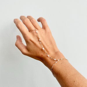 小さなパールチェーン、14Kゴールドフィルド、スターリングシルバーハンドチェーン、淡水パール、ウェディングジュエリー