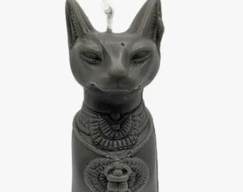 Bast Cat Pillar Candle | Ritual Candle | Black Pillar Candle | Egyptian Candle