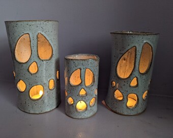 Halloween Ghost Luminary set of 3  / Fall Candle / Handmade Fall Decor / Candle Holders / Halloween Decorations