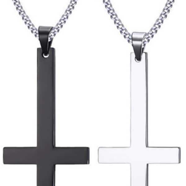 Stainless Steel Petrine Cross Necklace | Inverted Cross Pendant | St Peter Cross