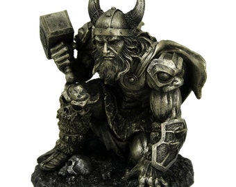 Metallic Norse God Thunder of Thor Figurine 19cm, Viking