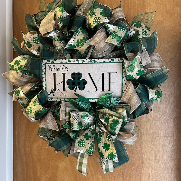 st patricks day mesh ribbon wreath