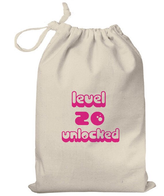 Buy Level 20 Unlocked Cotton Gift Bag, 20th Birthday Gift Bag for