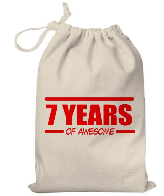 7 Years of Awesome Cotton Gift Bag 7th Birthday Gift Bag for 7 Year Old Boys Girls Etsy