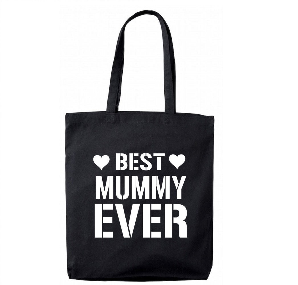Best Mummy Ever Black Tote Bag, Birthday, Mothers Day Gift Bag for Mum