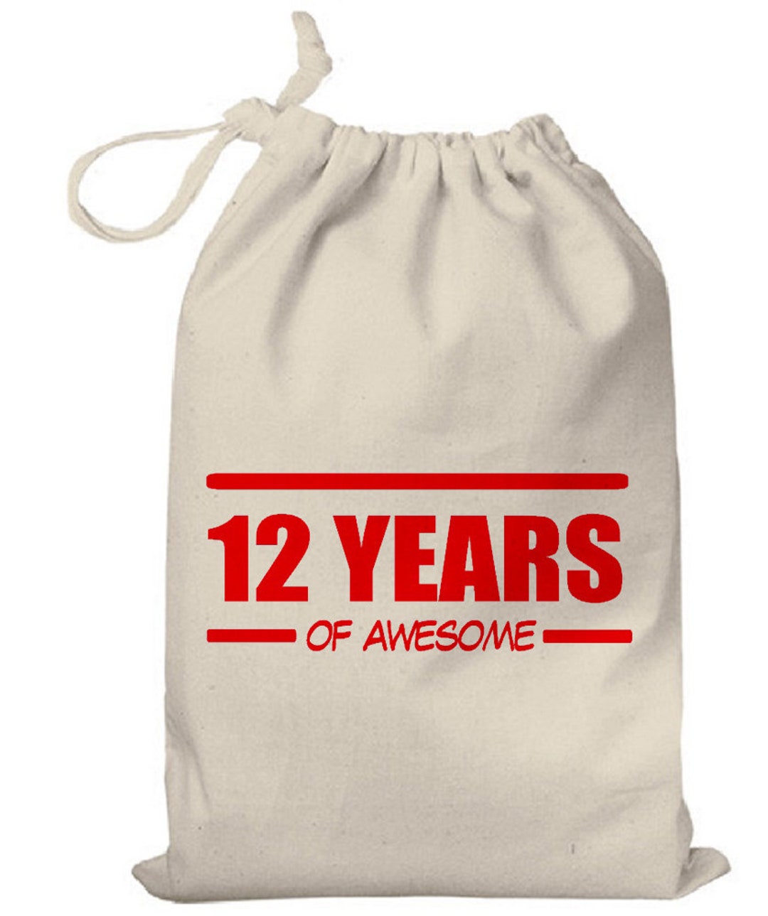 12 Years of Awesome Cotton Gift Bag, 12th Birthday Gift Bag for 12 Year ...