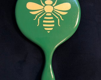 Handmade Wood Green Mirror With Bee