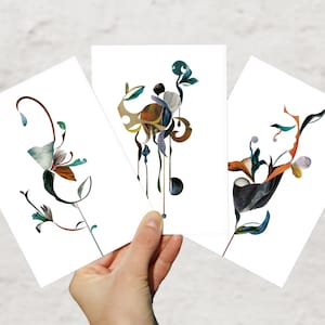 Postkarten Set &quot;Perigon&quot; · 3 Grußkarten mit botanischen Illustrationen