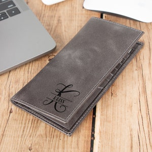 leather long wallet for him