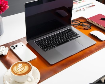 Leather Desk Mat, Handmade Customized Large Mouse Pad, Office Decor