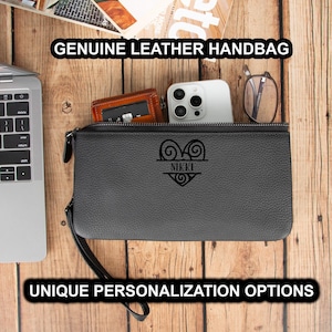 Genuine Leather Wristlet Pouch: Unisex Travel Clutch with Zipper