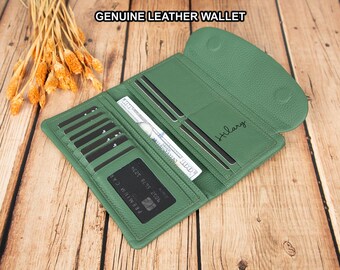 Personalized Leather Purse for Women with Multiple Card Slots