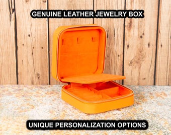 Handmade Leather Travel Jewelry Organizer: Velvet Lined Gift Box