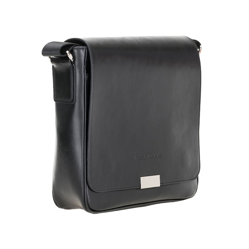 Handmade Genuine Real Leather Mens Calisto Briefcase Laptop Business Travel Messenger Durable Bag with Shoulder Strap Rustic Black