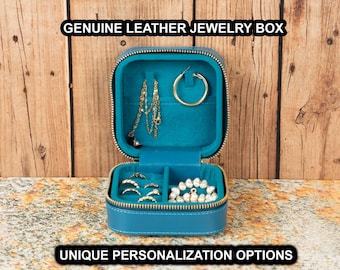 Handmade Leather Travel Jewelry Case: Velvet Lined Organizer