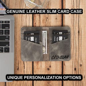 Personalized Slim Leather Wallet, Handmade Slim Card Cover, Business Card Holder, Engraved Gift for Him, Men's Wallet, Card Leather Wallet