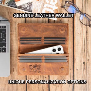 Genuine Leather RFID Wallet Clutch with Phone Pocket & Wrist Strap