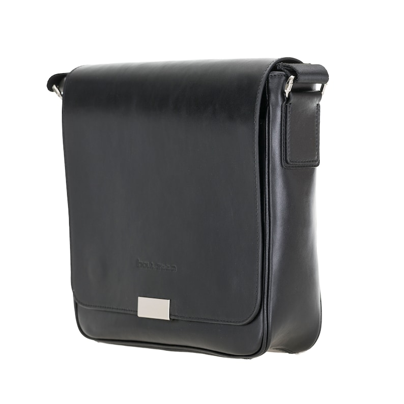 Handmade Genuine Real Leather Mens Calisto Briefcase Laptop Business Travel Messenger Durable Bag with Shoulder Strap Rustic Black
