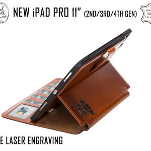 Top Grain Leather Apple iPad Pro 11 Case | 2nd 3rd 4th Generation Cases | iPad Case | iPad Pro Case with Pencil Holder | Organizer Kickstand