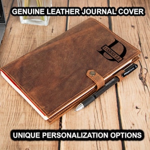 Funda de cuero para diario, cubierta de diario hecha a mano, funda de diario personalizada, elegante funda de cuero para diario, accesorios de oficina, regalo para papá, regalo para mamá