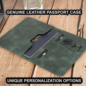 Funda de cuero premium para pasaporte, hecha a mano, elegante billetera de viaje, cuero genuino duradero, diseño personalizado, accesorio de viaje perfecto.