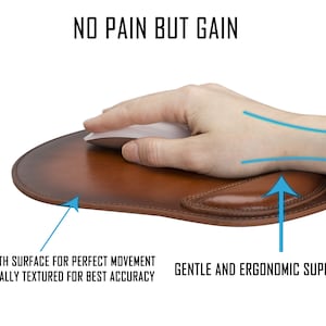 Genuine Leather Handmade Cushioned Mouse Pad, Mouse Mat Desk and Office Accessories, Ergonomic Wrist Supported Custom Mouse Pad Wrist Rest