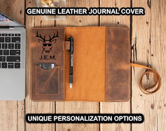 Couverture de journal A5 en cuir fabriquée à la main : étui pour ordinateur portable personnalisé