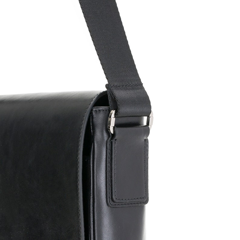 Handmade Genuine Real Leather Mens Calisto Briefcase Laptop Business Travel Messenger Durable Bag with Shoulder Strap Rustic Black