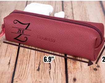 Pencil Leather Case, Custom Laser Engraved Pen Box