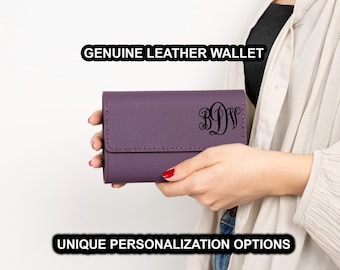 Women's Wallet, Handmade Leather Clutch, RFID Secure